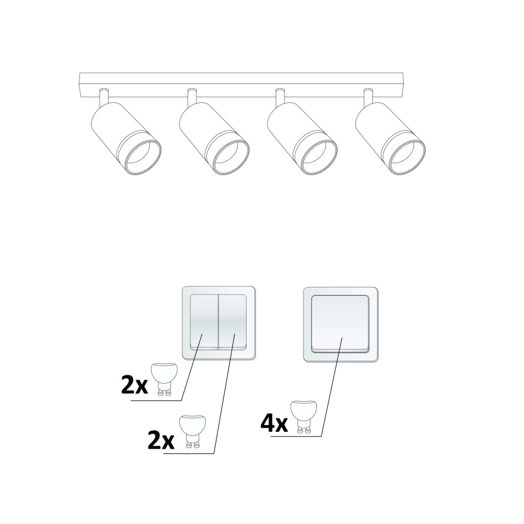 Faretto barra soffitto 4xGU10 nero alluminio Polux PARIS