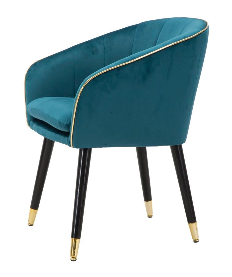 Poltrona Paris Oro 62x58x78 cm in Legno e Poliestere Ottanio