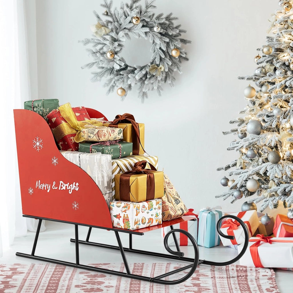 Slitta di Babbo Natale, Slitta di Babbo Natale in Metallo con Ampia Area di Carico per Regali, Decorazione Natalizia per Casa, Negozio e Ufficio (Modello 4)