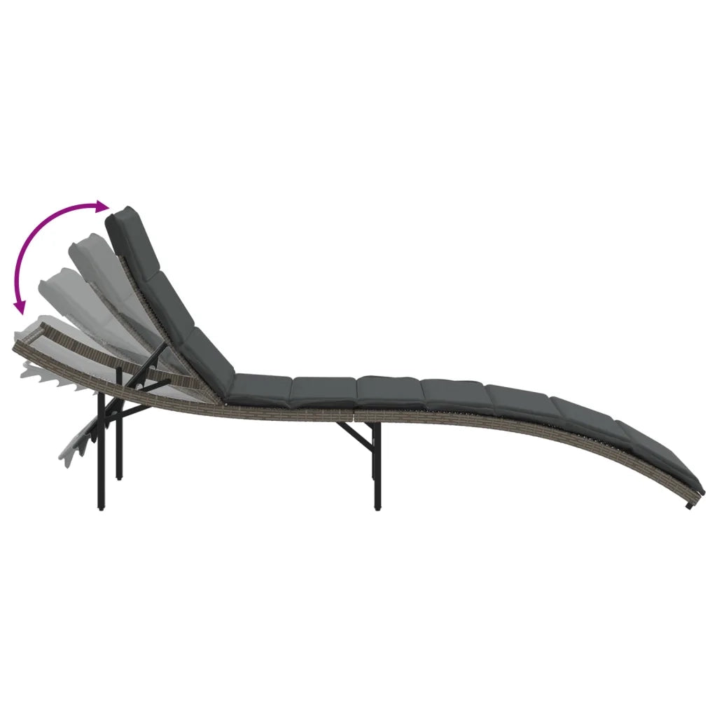 Lettini Prendisole 2 pz | Sdraio da giardino | Lettino da sole con Tavolino Grigio in Polyrattan