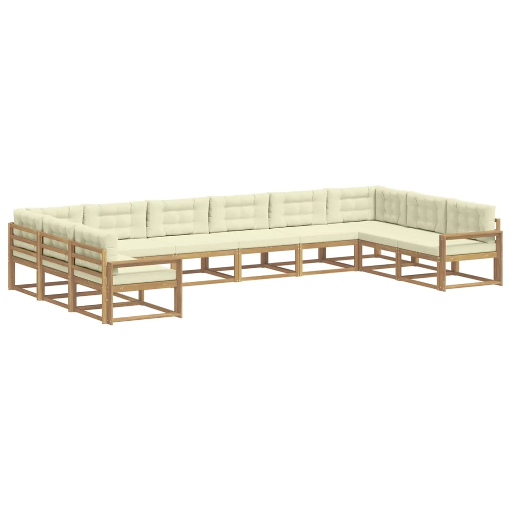 Set di divani da esterno con cuscino 10 pcs Bianco e Crema