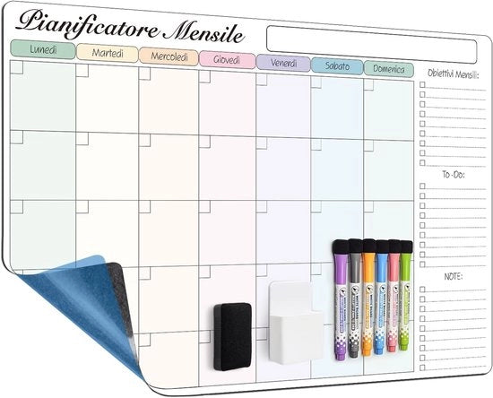Calendario a muro - adesivo per pareti e superfici liscie - 60 x 40 cm - bianco