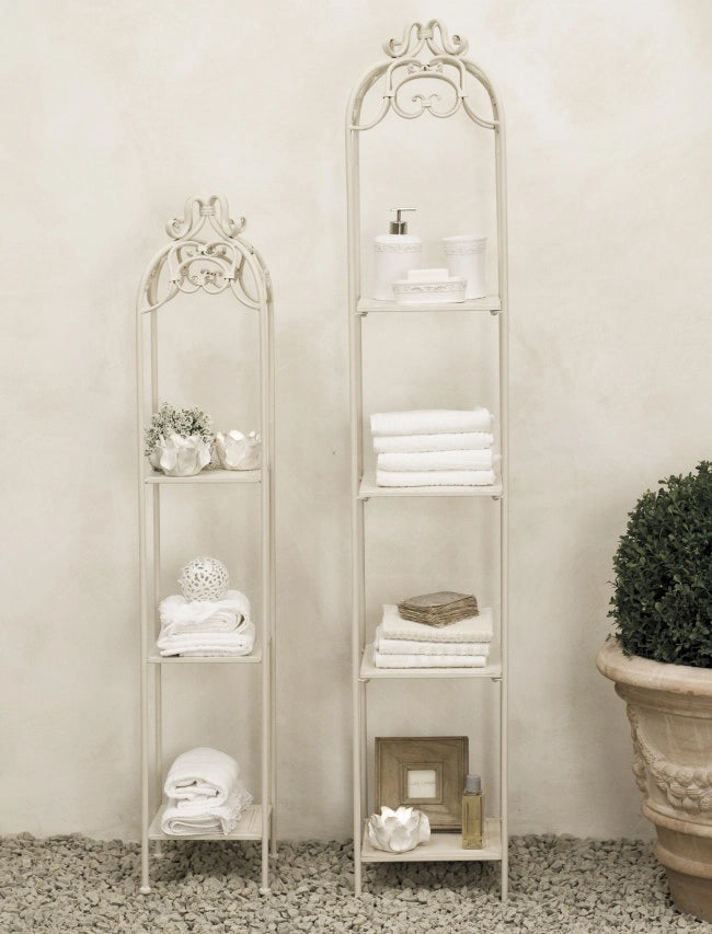 SET DI 2 SCAFFALI DORIANE IN COLORE BIANCO ANTICO