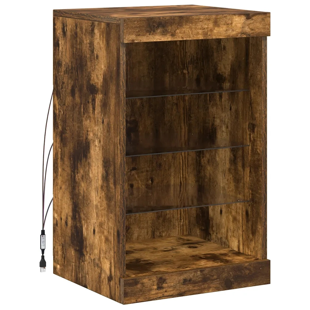 Credenza con Luci LED Rovere Fumo 41x37x67 cm 836725