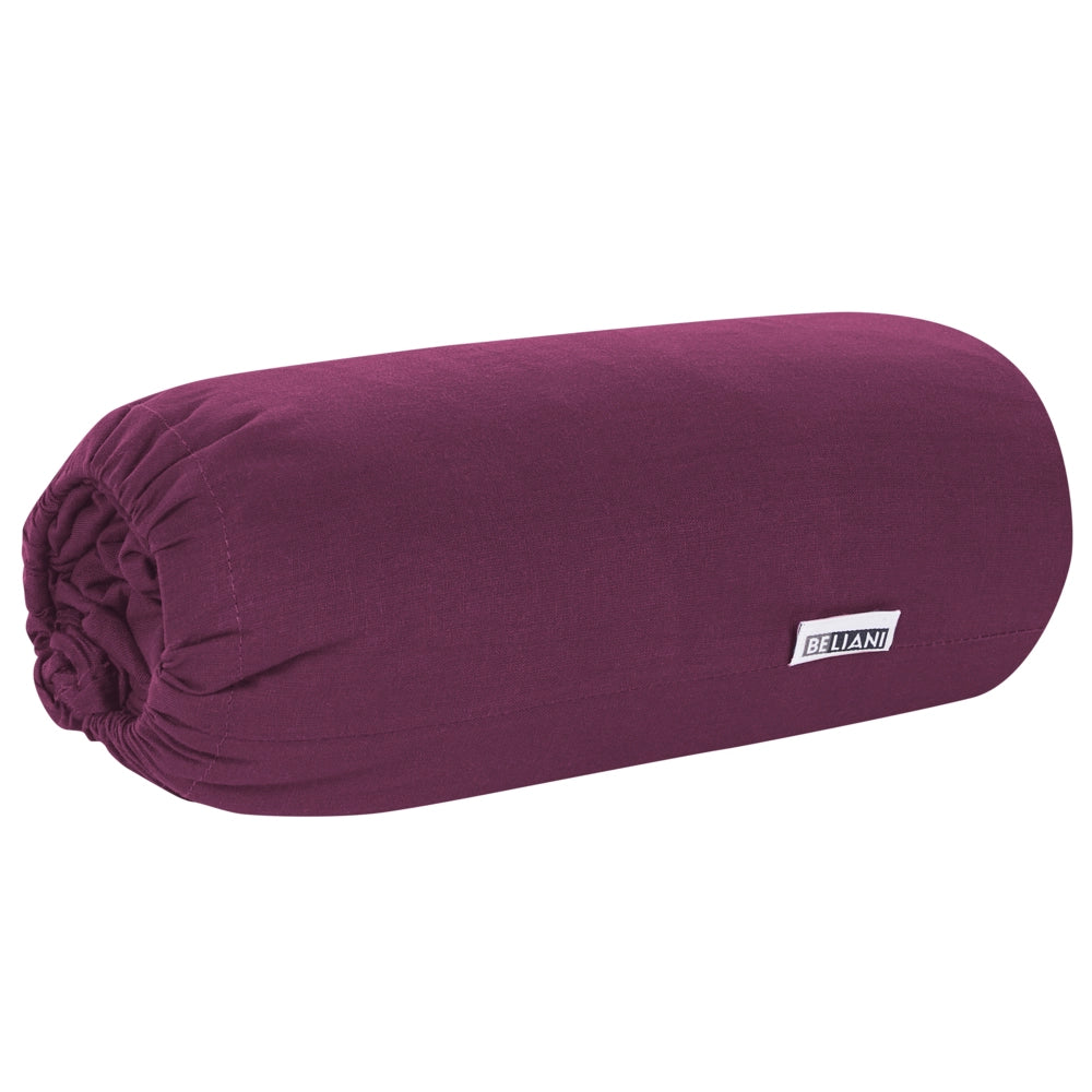 Lenzuolo con angoli cotone bordeaux 200 x 200 cm con bordi elastici modello classico a tinta unita camera da letto classica