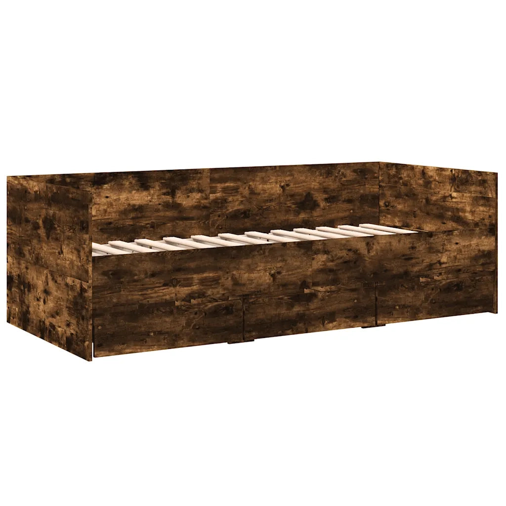 Divano letto | Sof¨¤ letto | Letto singolo con Cassetti senza Materasso Rovere Fumo 100x200cm