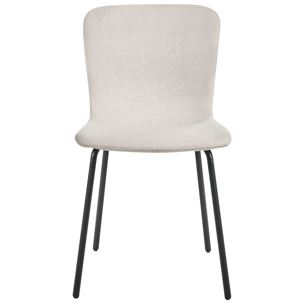 Set di 4 sedie da pranzo in tessuto Tappezzeria beige chiaro Gambe in metallo nero Design moderno e retrò
