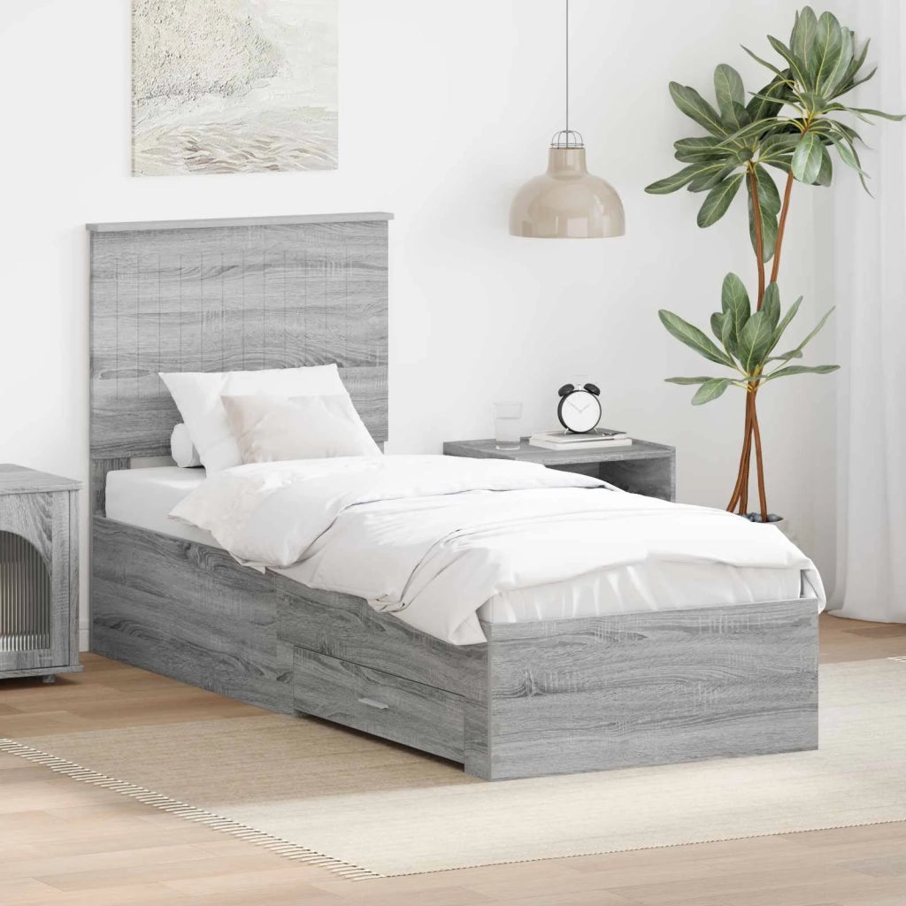 Struttura del letto-Giroletto Grigio Sonoma e Argento 70 x 190 cm