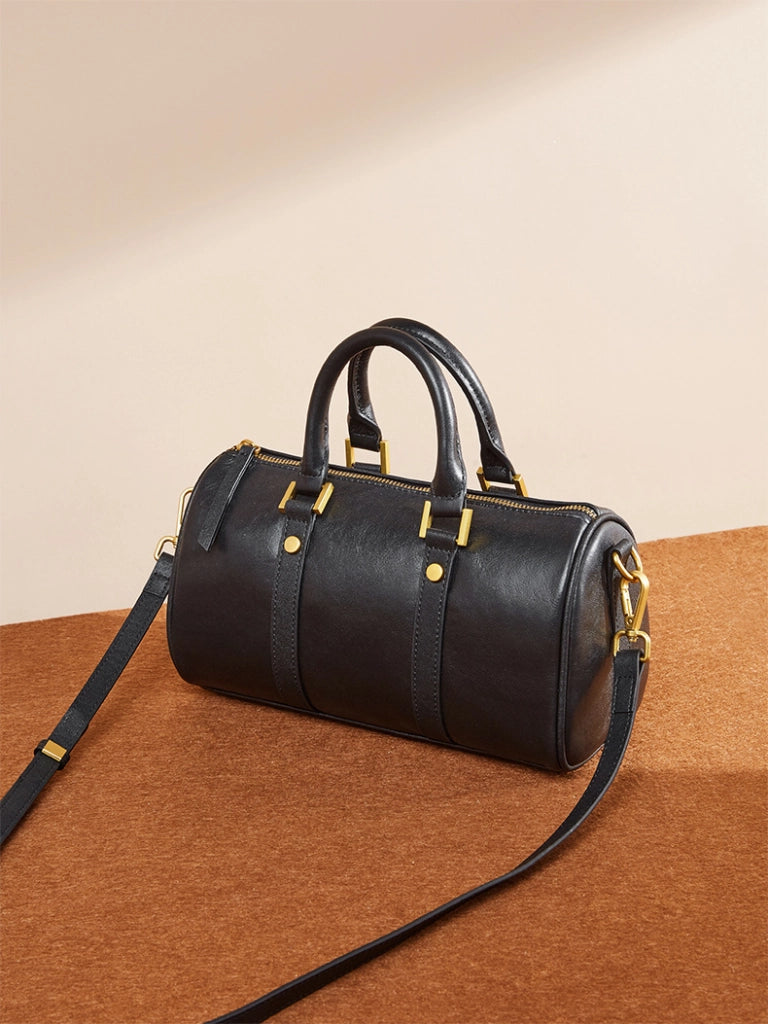 Borsa a tracolla da donna in vera pelle nera