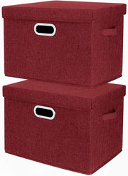 Set di contenitori di archiviazione con coperchio - Set di contenitori - Organizzazione della casa - Lavabile e robusto - Set da 2 - Rosso vino