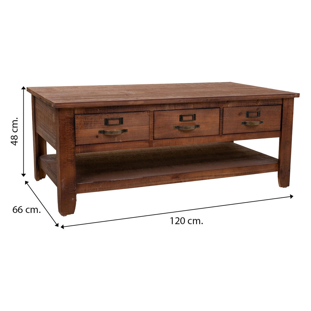 Tavolino in legno marrone 120x66x48h