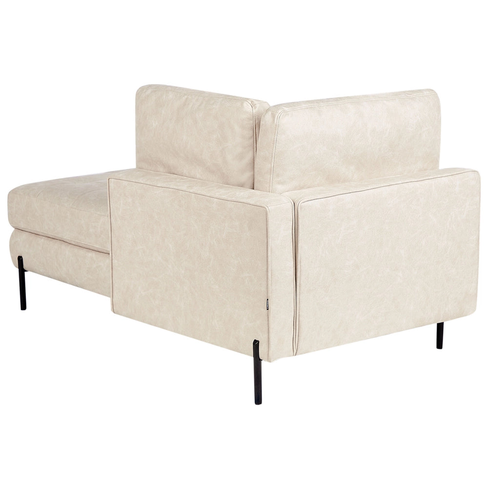 Chaise longue in ecopelle con inserti beige chiaro lato sinistro stile moderno tradizionale