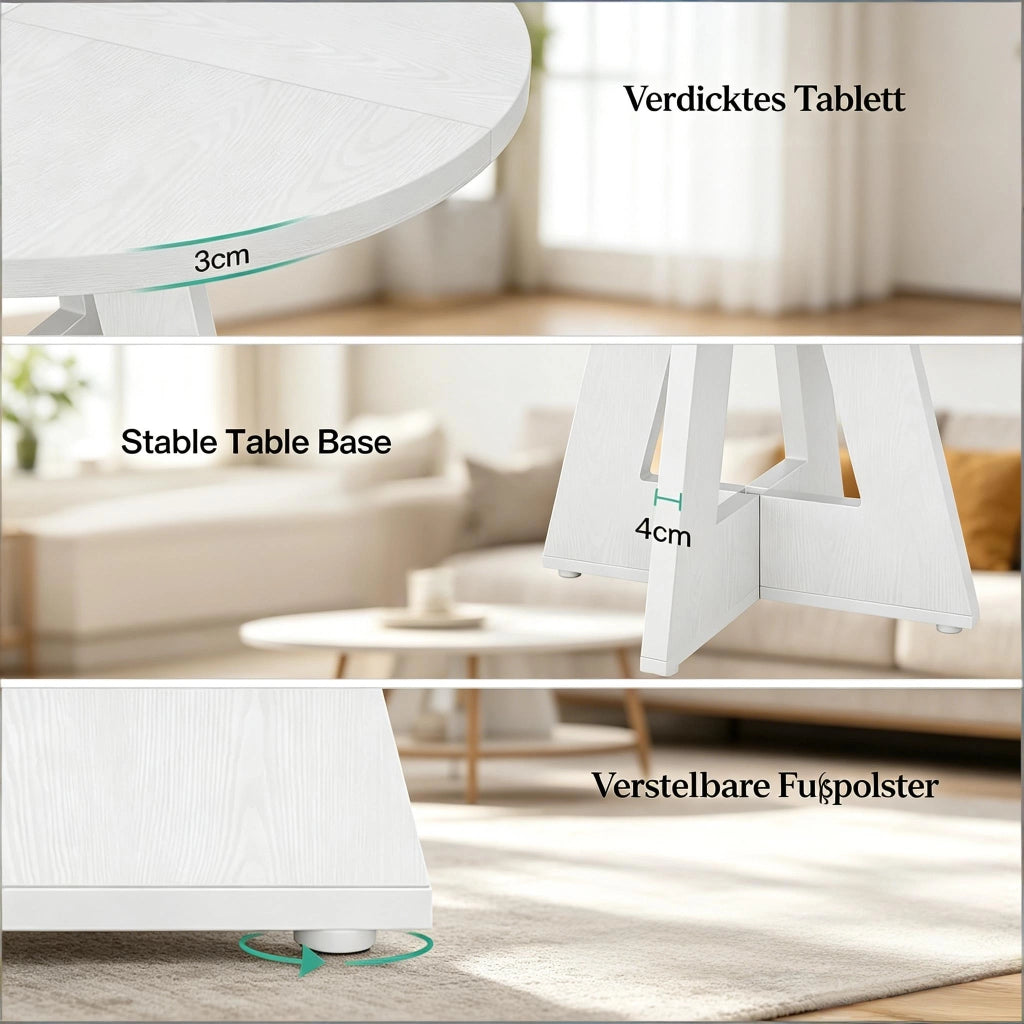 TAVOLO da pranzo rotondo 120 cm bianco in legno ingegnerizzato
