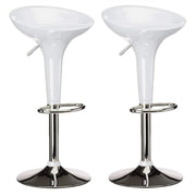 Coppia Sgabelli Bar Cucina Altezza Regolabile in Acciaio e ABS Bianco
