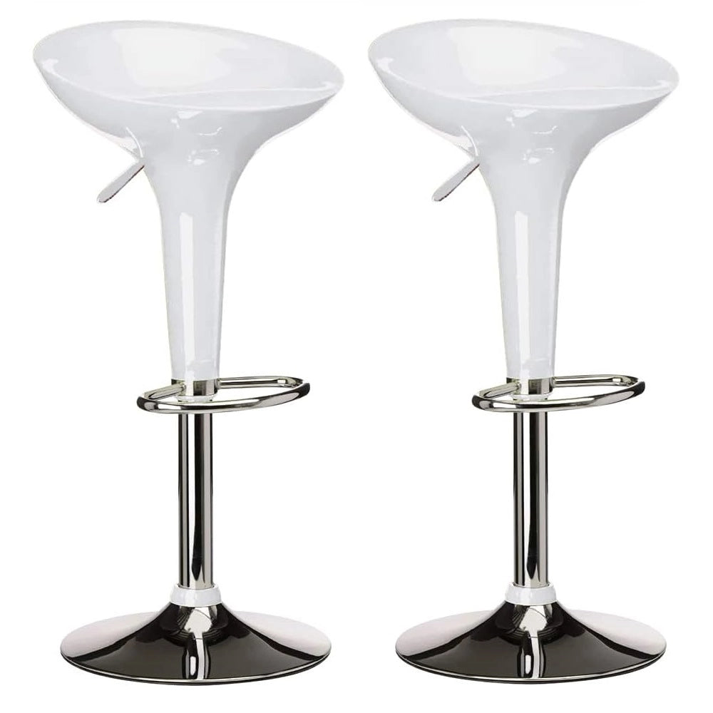 Coppia Sgabelli Bar Cucina Altezza Regolabile in Acciaio e ABS Bianco