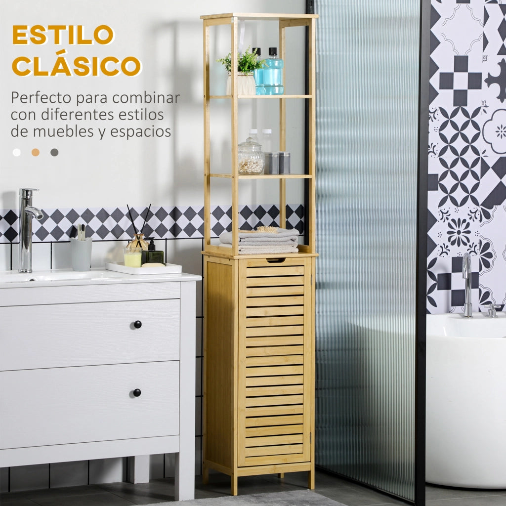 Armadietto Bagno Alto ¨C zephmum ¨C Bamb¨´ Naturale 34x30x173 cm