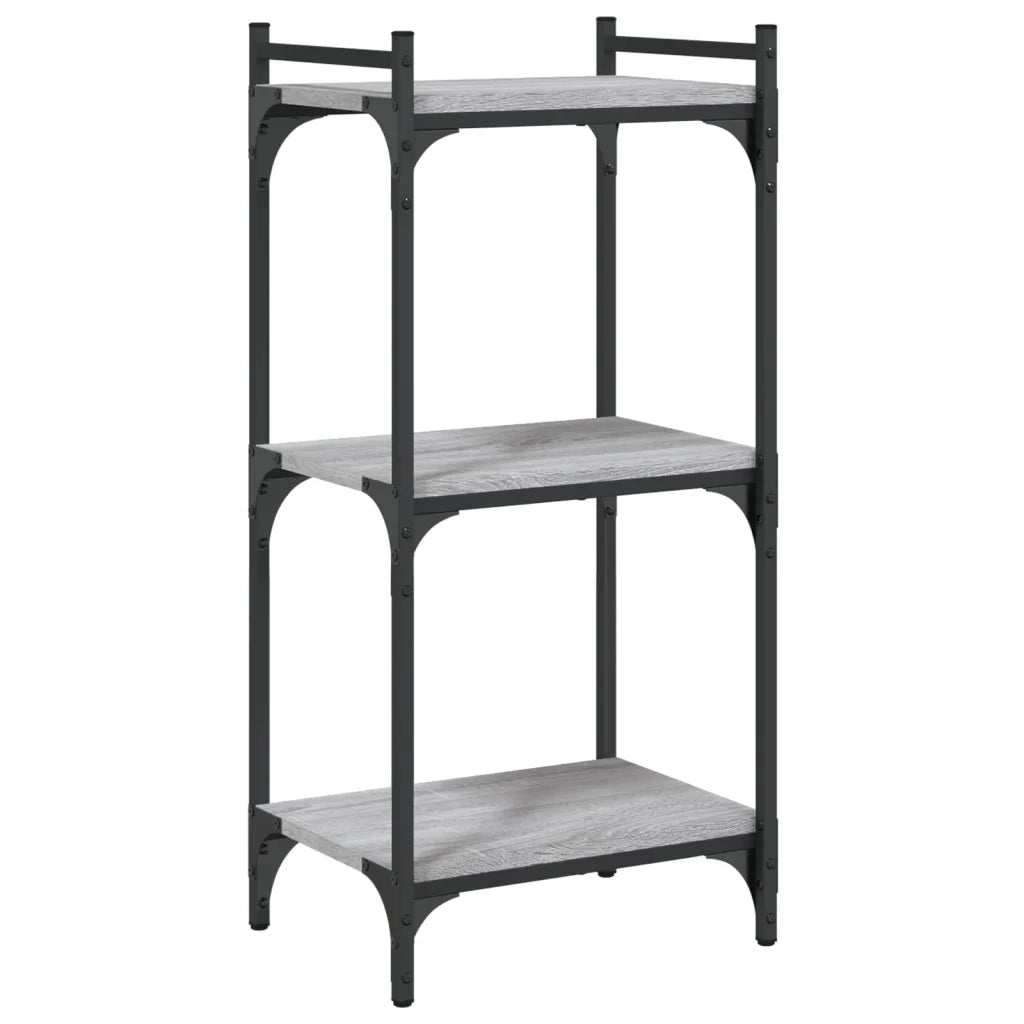 Libreria a 3 Ripiani-Scaffale per Libri-Mobile di Stoccaggio Grigio Sonoma 40x30x86cm Legno Multistrato