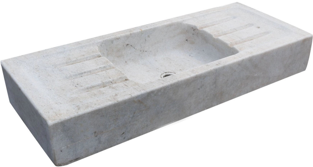 Biscottini Acquaio in marmo bianco L102xPR41xH15 cm Vasca realizzata completamente