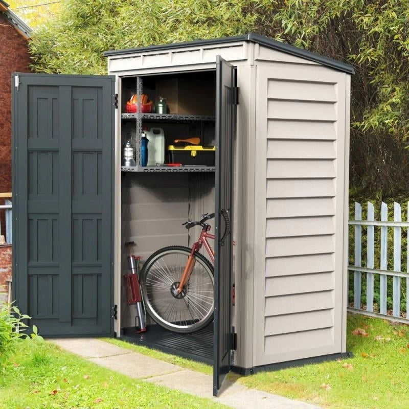 Casetta da Giardino Porta Attrezzi 91x170x202 cm in PVC Grigio/Grigio Scuro