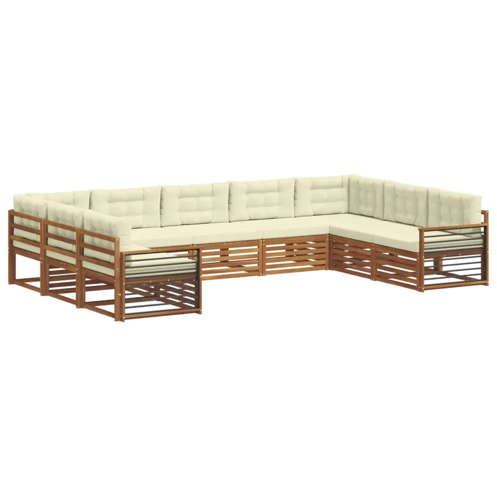 Set di divani da esterno con cuscino 9 pcs Naturale e Crema 3374140