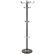 Perchero de metal negro con paragüero  y 5 ganchos D36X 175h cm