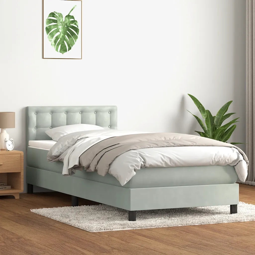 Giroletto a Molle con Materasso grigio chiaro 90x210 cm Velluto 3316575