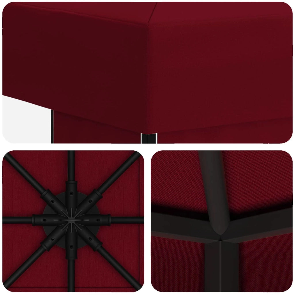Gazebo 3 x 3 m Borgogna Poliestere e Acciaio 190 900359