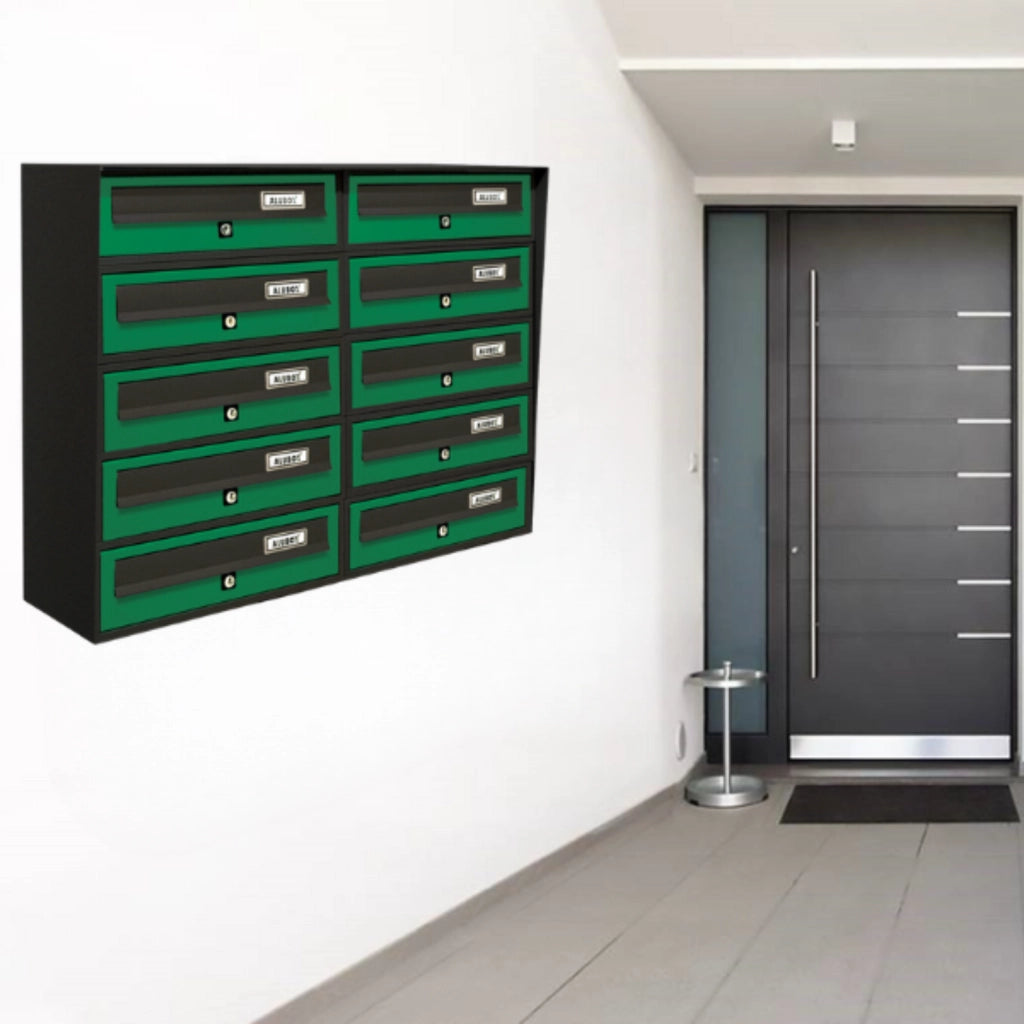 ALUBOX SLIM Cassette Postali Condominiali 10 Posti 63X77,5X30 Cm In Lamiera Zincata E Alluminio Cassetta Postale Da Esterno Condominiale Con Sistema Anti Prelievo