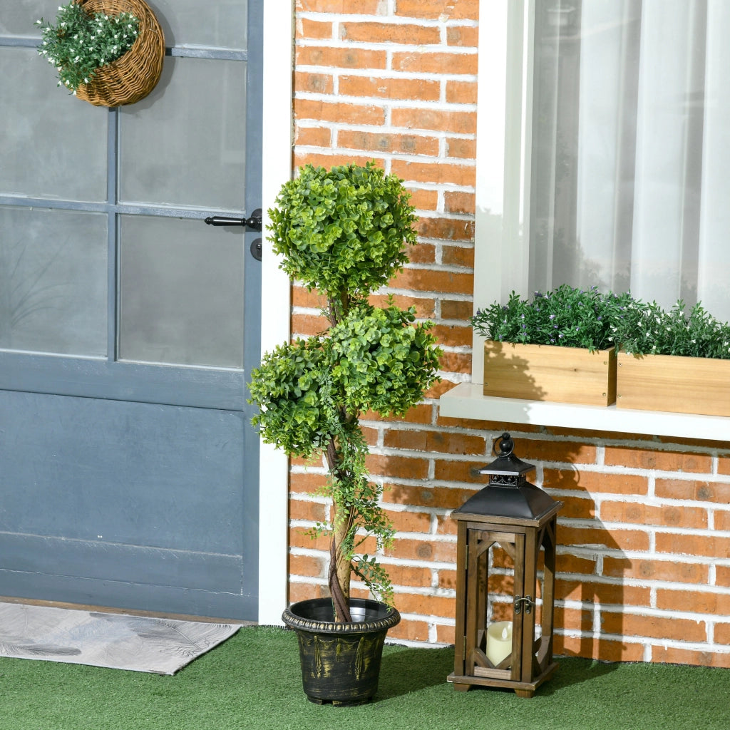 Albero Artificiale 3 Sfere Buxus con Vaso Cemento ¨C Zephmum ¨C Verde 115 cm