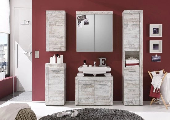 Specchio Bagno - Cassetto di Deposito - Grigio - 72 x 79 x 17 cm