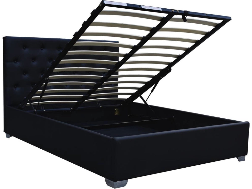 Letto matrimoniale con contenitore "TINO" - 140 × 190 cm - Nero