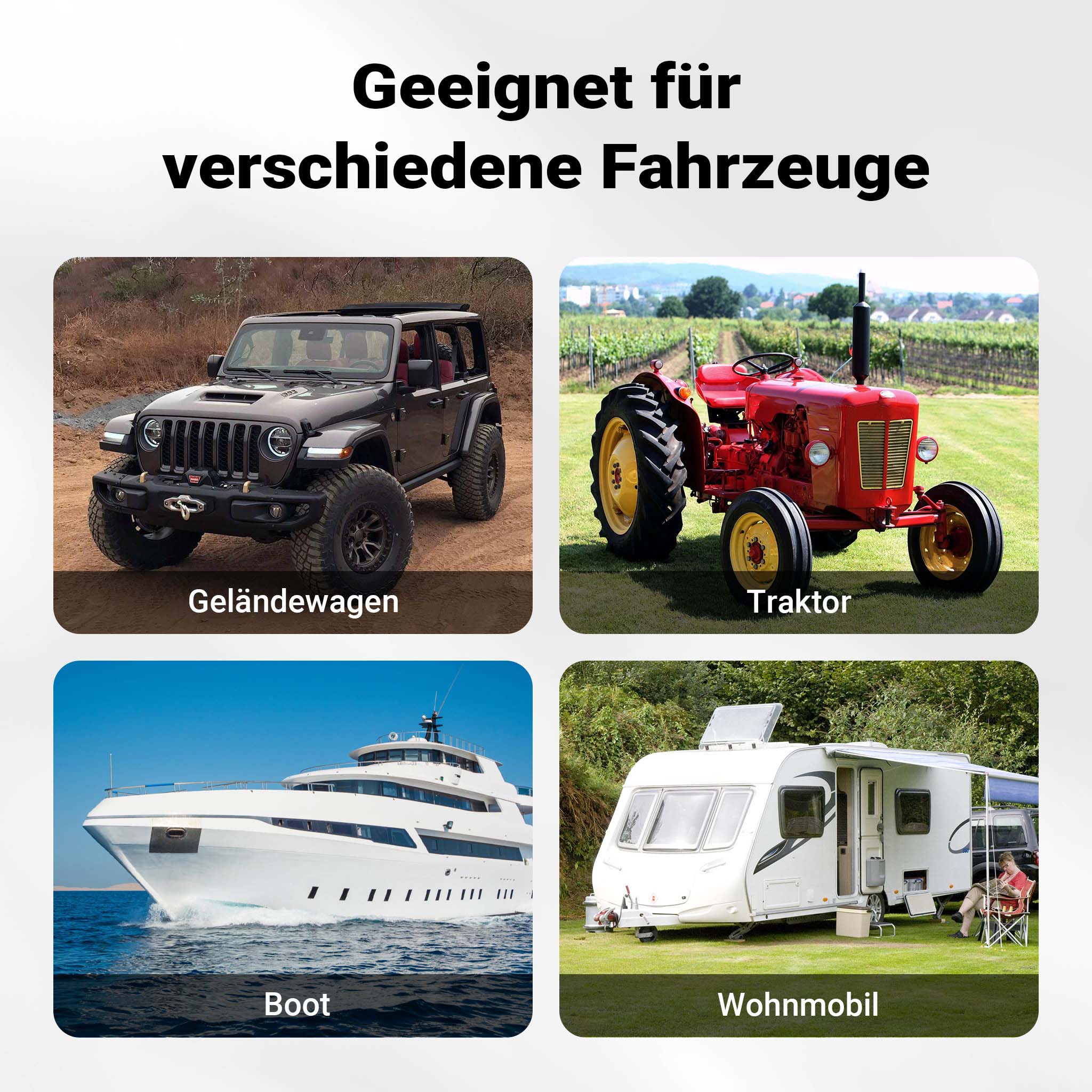 Caricabatterie da 12V e 24V con ruote, funzione d'avviamento, ricarica rapida