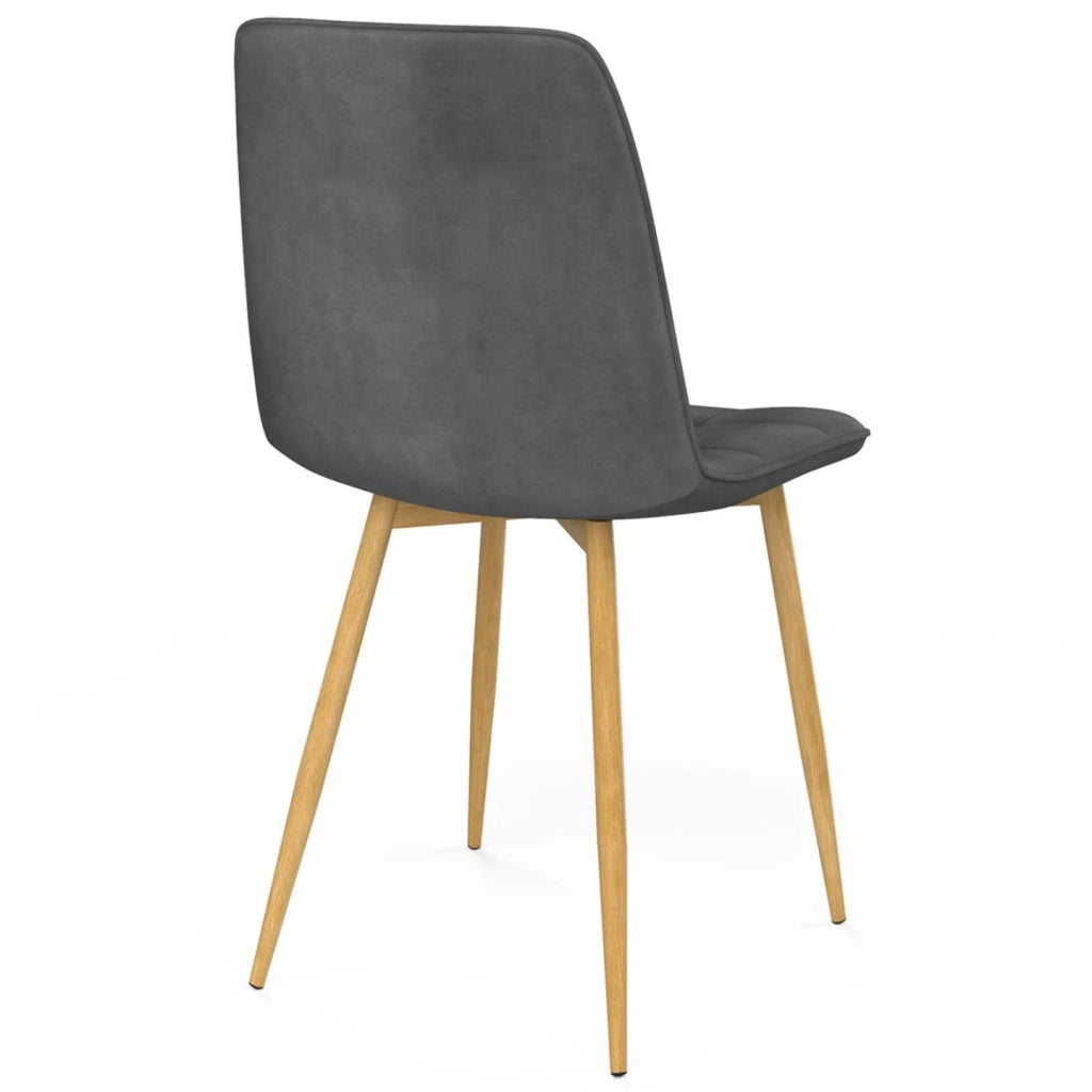 IDMarket - Set di 6 sedie da pranzo MILA in velluto grigio scuro con gambe effetto legno