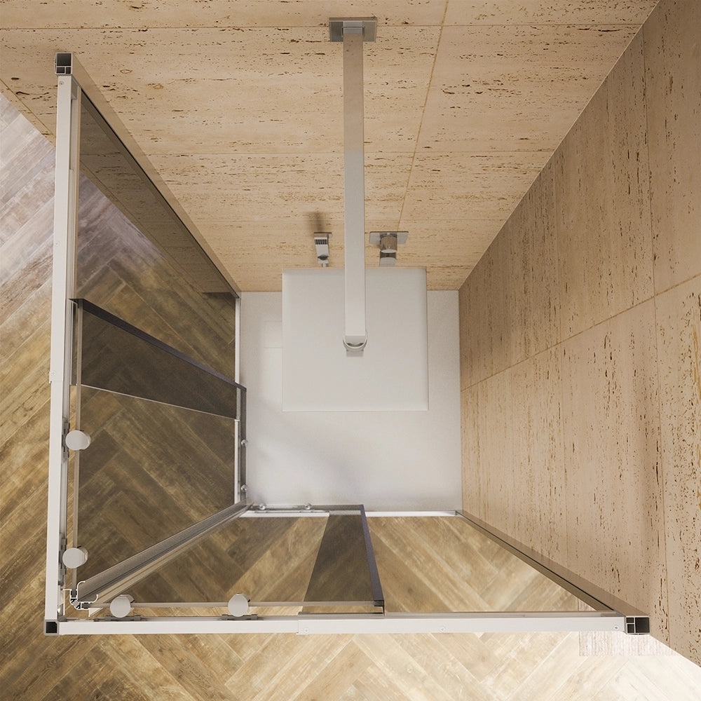 Box doccia estensibile 70-90x70-90 cm vetro 6mm fumè con profili in alluminio anodizzato | Nuuk