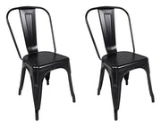 Sedia industriale in metallo, sedia impilabile nera (2 pz.) - Maggie - SD10MAM