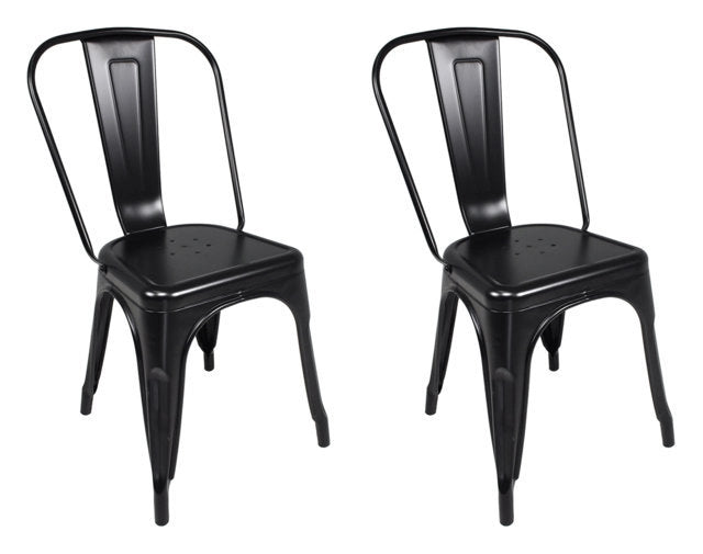 Sedia industriale in metallo, sedia impilabile nera (2 pz.) - Maggie - SD10MAM