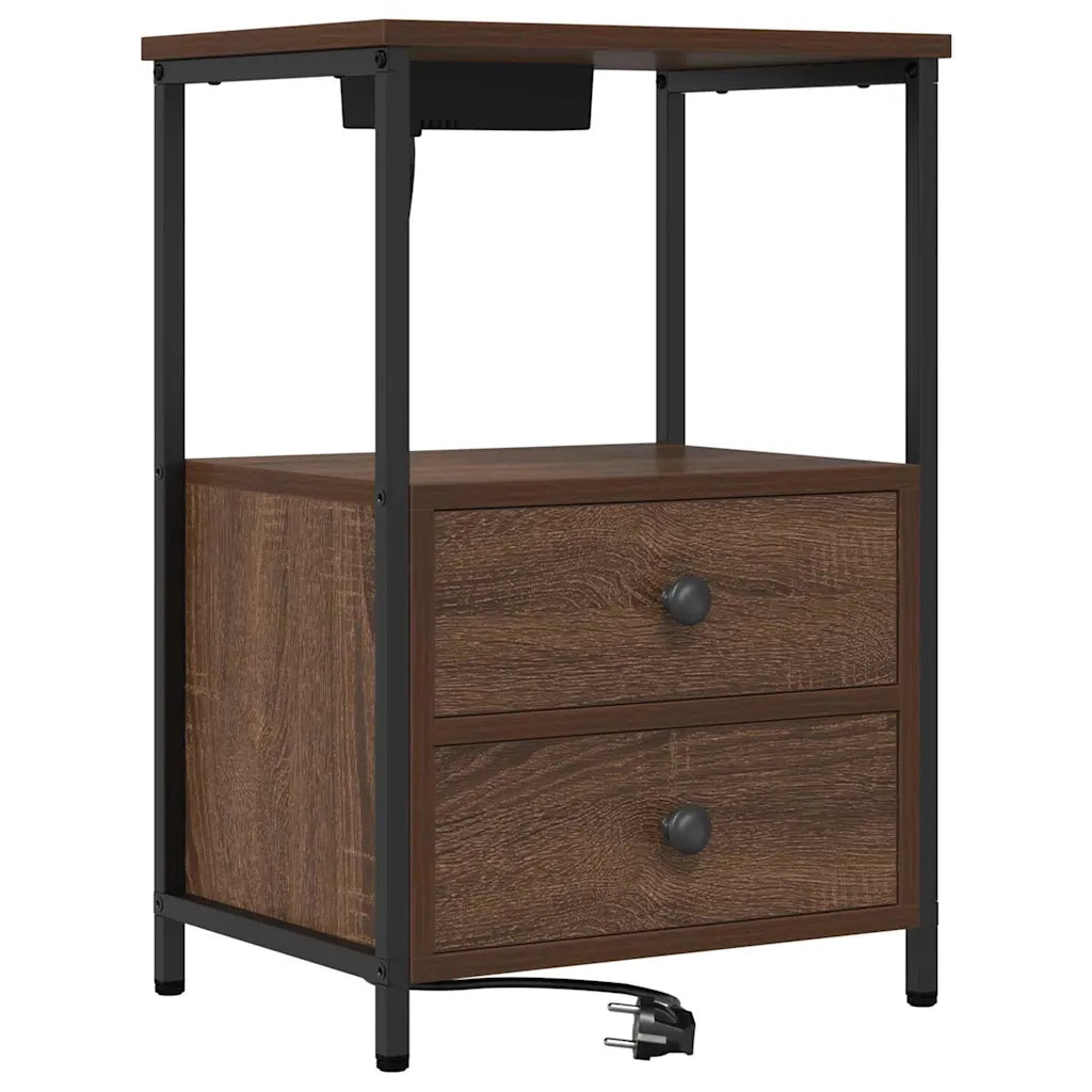 Armadio da Notte con cassetto Rovere Marrone 40 x 31 x 60 cm 859448