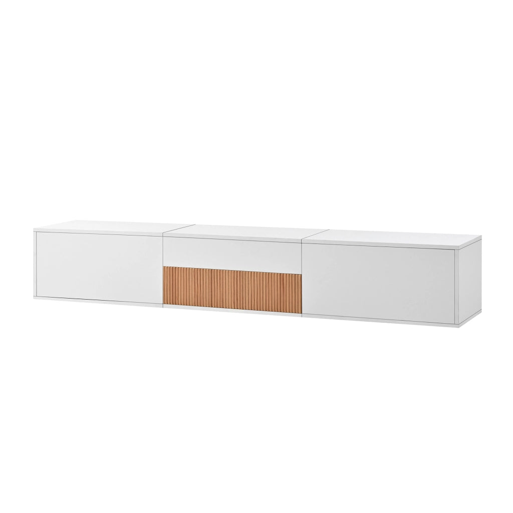Mobile tv moderno 180 cm bianco con supporto proiettore; installazione sospesa o a terra