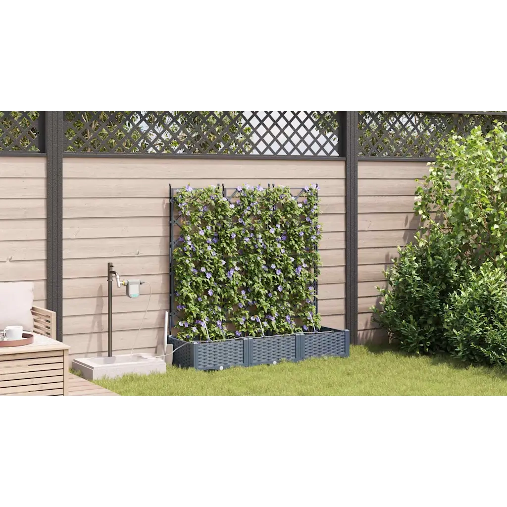 Vaso da giardino 3 pcs Grigio Chiaro Plastica 42002898