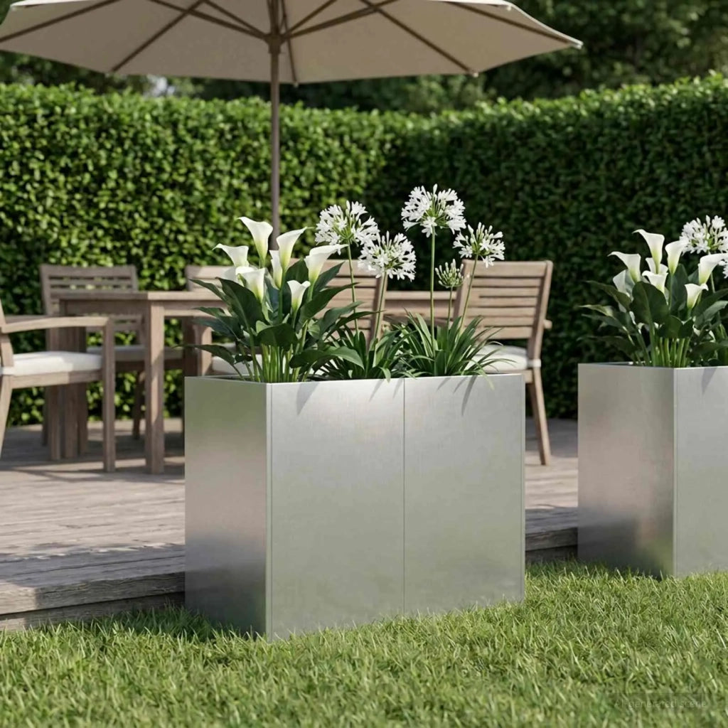 Vaso da giardino Argento 80 x 40 x 60 cm Acciaio Inox 8005887