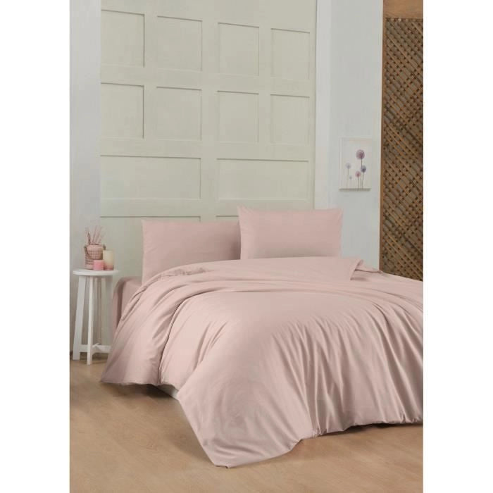 Completo letto - 1 copripiumino 220 x 240 cm + 2 federe 60 x 60 cm - 100% cotone rinforzato - Marrone