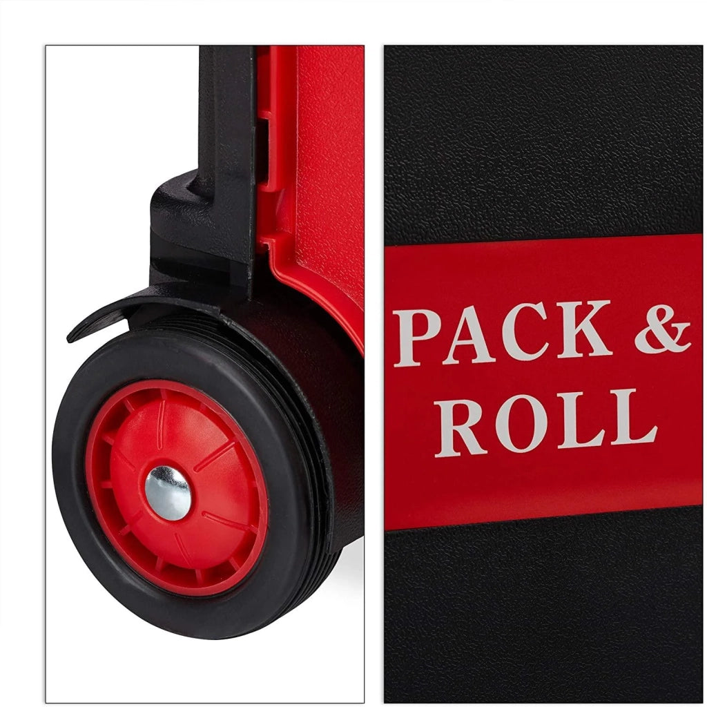 Carrello della spesa pieghevole con maniglia e ruote in gomma portata 35 kg carrello da mercato in alluminio e plastica rosso 13_0000708_3