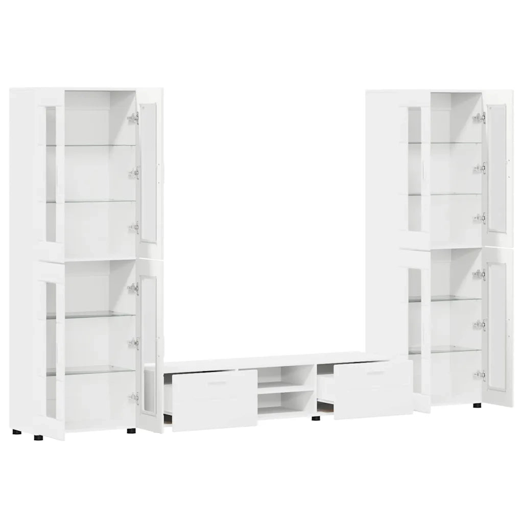 Set mobile TV con cassetto FLORIN Bianco Legno multistrato