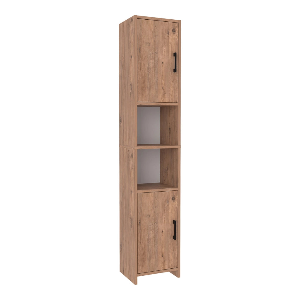 Mobile a Colonna Rautrina a 2 Ante e Scomparti Aperti 180 x 35 x 30 cm - Effetto Rovere [en.casa]