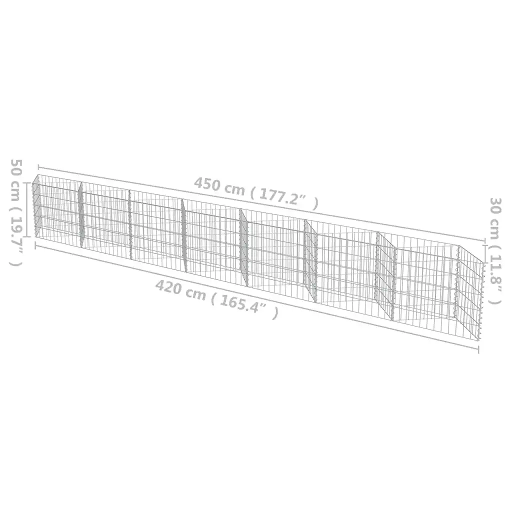 Gabbione in Acciaio Zincato 450x30x50 cm 143572