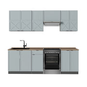 Cucina componibile Fame-Line Blu-grigio chiaro/Antracite 240 cm, PL Rovere Vicco