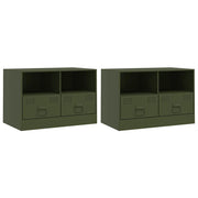 Mobile TV multimediale scaffale TV credenza mobile TV sala da pranzo soggiorno camera da letto 2 pezzi verde oliva 67 x 39 x 44 cm acciaio verde 02_0028639