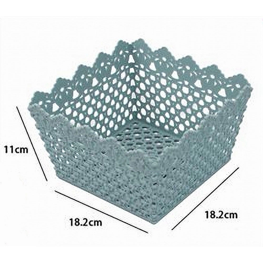 Trade Shop - Cestino Portatutto Oggetti Cesto Multiuso Plastica Quadrato 18.2x18.2x11cm 79474 -