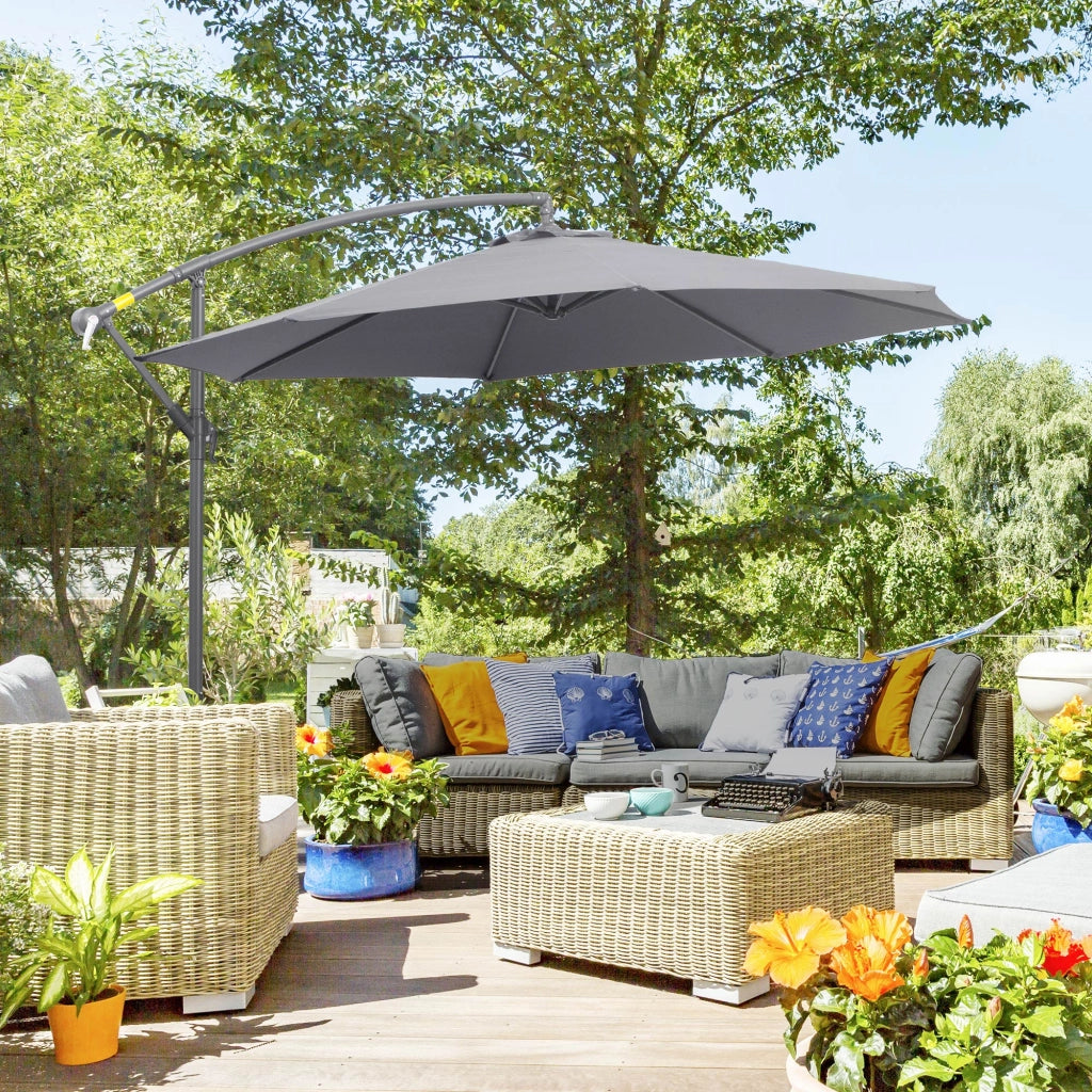 Ombrellone da Giardino Inclinabile 3x2.5 m ¨C zephmum ¨C Grigio Acciaio Poliestere