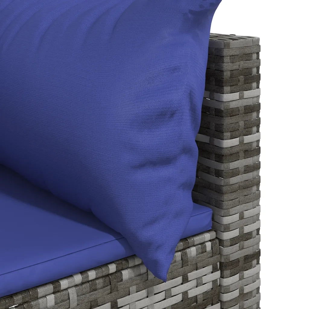 Divano Angolare da Giardino con Cuscini-Sofa da Giardino-Divanetto da esterno in Polyrattan Grigio 714640